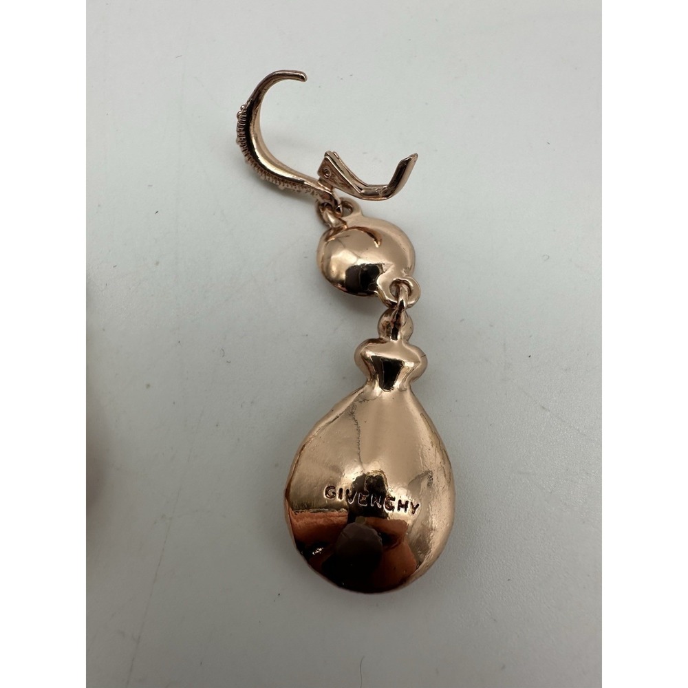 Givenchy Rose Gold Swarovski Crystal Linear Earrings Lever Back Drop Style Bling - Picture 6 of 10
